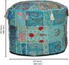 Aakriti Indian Pouf Fußhocker mit Stickerei Pouf, indische Baumwolle, Pouffe osmanischen Pouf Cover mit ethnischem Dekor Kunst - Cover (Turquoise, 46x33 cms) Bild 3