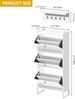 DWVO Schuhschrank Schmal mit 3 Klappen, 25 x 60 x 130 cm, Schuhkipper Weiss, Schuhkommode Schuhregal mit Trennwände verstellbar und abnehmbar, für 14-18 Paar Schuhe, für Flur, Eingangsbereich & Wohnzimmer Bild 2