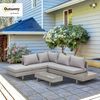 Outsunny Sitzgruppe Polyrattan-Lounge-Set 3-TLG. Couchtisch Beistelltisch, (Gartensofa, 3-tlg, Gartengruppe), Wetterbeständig Grau + Braun 196 x 69 x 59 cm Bild 2