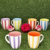 MamboCat Becher Summer Stripes 6er Set Kaffeebecher 340ml bunt Streifen Steingut-Tasse, Steingut Bild 3
