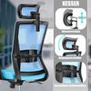 KESSER® Bürostuhl mit verstellbaren Armlehnen | Drehstuhl mit Lendenwirbelstütze Rückenschonend | Schreibtischstuhl ergonomisch mit Kopfstütze | Office Chair Wippfunktion bis 125° mit 5x Gummirollen Blau / Schwarz Bild 4