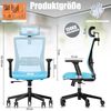 KESSER® Bürostuhl mit verstellbaren Armlehnen | Drehstuhl mit Lendenwirbelstütze Rückenschonend | Schreibtischstuhl ergonomisch mit Kopfstütze | Office Chair Wippfunktion bis 125° mit 5x Gummirollen Blau / Schwarz Bild 2