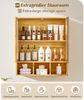 Yorbay Hängeschrank Bambus Badezimmerschrank (59x22x66 cm, Magnetverschluss & verstellbare Regale) Wandschrank mit Doppeltüren Bild 5