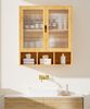 Yorbay Hängeschrank Bambus Badezimmerschrank (59x22x66 cm, Magnetverschluss & verstellbare Regale) Wandschrank mit Doppeltüren Bild 2