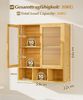 Yorbay Hängeschrank Bambus Badezimmerschrank (59x22x66 cm, Magnetverschluss & verstellbare Regale) Wandschrank mit Doppeltüren Bild 3