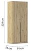 Rauch Möbel Alabama, Kleiderschrank, Garderobenschrank, 2-türig, Zubehör Premium, 1 Kleiderstange, 3 Einlegeböden, Schubladeneinsatz, Farbe Eiche Artisan, Holz, Griff Grau metallic, 91 x 229 x 54 cm Bild 2