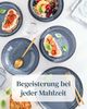Steingut Geschirrset 4 Personen Ibiza 16-tlg - Hochwertiges Mediterranes Steingut Geschirr Set - Schüssel- und Teller Set - Tafelservice 4 Personen - Geschirrsets Pure Living Schwarz Rauchblau Bild 4