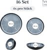 Steingut Geschirrset 4 Personen Ibiza 16-tlg - Hochwertiges Mediterranes Steingut Geschirr Set - Schüssel- und Teller Set - Tafelservice 4 Personen - Geschirrsets Pure Living Schwarz Rauchblau Bild 3