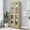 vidaXL Vitrinenschrank Bücherschrank Aktenschrank Büroschrank Vitrine Schrank Bücherregal Standvitrine Sonoma-Eiche 82,5 x 30,5 x 185,5 cm Spanplatte Bild 2