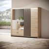 MOEBLO Kleiderschrank ANTALYA 220 (Schrank mit vielen Einlegeböden und Kleiderstange Schlafzimmer-Wohnzimmerschrank Schiebtüren Deruhtüren, Gaderobe mit Spiegel Schwebetürenschrank 2-türig Loft Design) - (BxHxT): 220x210x60cm Bild 2