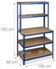 Relaxdays Schwerlastregal mit Werkbank blau Bild 5