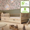 Crazy Pine 'Crazy Basic' Kinderbett mit Rausfallschutz, Skandinavisches Design, Holz, Natur, 120x200 cm, mit Schublade Bild 3