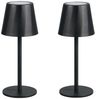 2er SET Akku LED Tischlampen kabellos für Innen & Außen, Schwarz - 21cm klein Bild 2