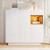 Schuhschrank 105x39,5x100,5cm mit LED, verstellbare Regale, offene Holzfächer, Schublade, Kippschutz,Weiß Bild 5