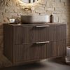 Badplaats Waschbeckenunterschrank Rimini 80 x 46 cm Walnuss Braun - Hängender Badezimmerschrank mit 2 Soft-Close Schubladen Bild 2