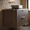 Badplaats Waschbeckenunterschrank Rimini 80 x 46 cm Walnuss Braun - Hängender Badezimmerschrank mit 2 Soft-Close Schubladen Bild 3