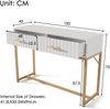 Kommode 100x45x75 cm, 2 Schubladen, weiß mit Metallfuß und geriffelter Front,Creme und Weiß Bild 4