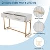 Kommode 100x45x75 cm, 2 Schubladen, weiß mit Metallfuß und geriffelter Front,Creme und Weiß Bild 2