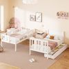 Kinder-Etagenbett 90x200/90x200 cm mit Stauraumtreppe und 2 Schubladen – Massivholz in Weiß Bild 2
