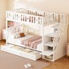 Kinder-Etagenbett 90x200/90x200 cm mit Stauraumtreppe und 2 Schubladen – Massivholz in Weiß Bild 1