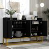 Sideboard mit Metallrahmen, 4 Türen, verstellbaren Regalen und schmaler Bauweise für Küche Wohnzimmer Flur Aufbewahrung,Schwarz Bild 3