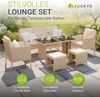Juskys Polyrattan Gartenmöbel Sitzgruppe Turin Set 6 teilig - 7 Personen - Outdoor Möbel mit Sessel, Hocker, Tisch & Kissen - Loungemöbel Creme / Sand Bild 2