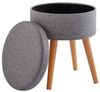Zedelmaier Hocker Sitzhocker mit Ablage, Sitztruhe, Spielzeugtruhe, Fußhocker,rund (ZD3645), Gepolsterte Sitzfläche aus Leinen und Massivholz mit Wendedeckel Bild 4