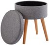 Zedelmaier Hocker Sitzhocker mit Ablage, Sitztruhe, Spielzeugtruhe, Fußhocker,rund (ZD3645), Gepolsterte Sitzfläche aus Leinen und Massivholz mit Wendedeckel Bild 5