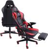 Gaming Stuhl im modernen Racing-Design mit ausziehbarer Fußstütze Gaming Chair mit verstellbaren Design Armlehnen ergonomischer Schreibtischstuhl mit extra Stützkissen Schwarz/Rot Bild 5