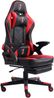 Gaming Stuhl im modernen Racing-Design mit ausziehbarer Fußstütze Gaming Chair mit verstellbaren Design Armlehnen ergonomischer Schreibtischstuhl mit extra Stützkissen Schwarz/Rot Bild 3