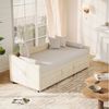 FUROKOY Schlafsofa Daybett Tagesbett Ausziehbares mit Bettfunktion, 90x200 cm,Multifunktionsbett,Beige,Samt,mit Seitentaschen Bild 4