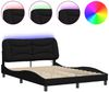 vidaXL Bettgestell mit LED ohne Matratze "Hvar" Schwarz 140x200 cm Stoff 3213706 Bild 2