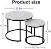 Runder Couchtisch Set Holz Metallgestell Weiß Marmorplatte Bild 3