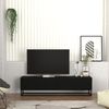 TV-Lowboard Nolven langes Gestell 180x32x47 cm Schwarz [en. casa] Bild 2