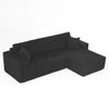 LVHOM L-Form Ecksofa mit Chaiselongue, 3-Sitzer Sofa mit 2 Kissen, Cloud Sofa aus Cordstoff, kein Aufbau erforderlich, Skandinavisches Design, Schwarz Bild 2