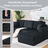 LVHOM L-Form Ecksofa mit Chaiselongue, 3-Sitzer Sofa mit 2 Kissen, Cloud Sofa aus Cordstoff, kein Aufbau erforderlich, Skandinavisches Design, Schwarz Bild 3