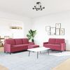 vidaXL 3-tlg. Sofagarnitur mit Kissen Weinrot Samt 3278405 Bild 3