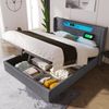 LED Doppelbett 160x200 cm mit USB-C, Stauraum in Grau(Mit Matratze) Bild 3
