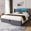 LED Doppelbett 160x200 cm mit USB-C, Stauraum in Grau(Mit Matratze) Bild 4