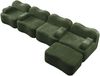 4-Sitzer Sofa 384×167×70 cm aus Samt rahmenlos modular mit 1 Ottomane, grün Bild 5