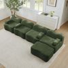 4-Sitzer Sofa 384×167×70 cm aus Samt rahmenlos modular mit 1 Ottomane, grün Bild 3