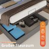 oyajia Polsterbett Doppelbett mit Steckdosen & LED Beleuchtung,Hydraulischem Stauraum (Funktionbett mit Hydraulikstange,Tragfähigkeit: 365kg, Strapazierfähig,Metallrahmen), Bettgestell mit Lattenrost,Leinenmaterial Polsterbett, ohne matratze Bild 3