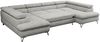 Mks Möbel 'Peter U' Wohnlandschaft mit Bettkasten, Bettfunktion & einstellbaren Kopfstützen, Hellgrau, Stoff Bild 5