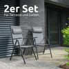 2er Set Gartenstuhl Hochlehner Verstellbar VOGT - Stahlgestell | Gartenstühle Klappbar mit Kopfkissen Campingstuhl Wetterfest Klappstuhl, Anthrazit Bild 3