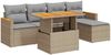 vidaXL 6-tlg. Garten-Sofagarnitur mit Kissen Beige Poly Rattan Akazie 3327475 Bild 2