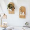 FOUORTUNATE-BEE Wandregal Boho Wandregal Holz Bogenform Wanddeko Pflanzenregal Hängeregal, 2-tlg, Wandregal für Wohnzimmer Schlafzimmer Babyzimmer Küche Balkon Deko Bild 2