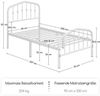 Yaheetech Metallbett mit kronenförmigem Kopfteil und Lattenrost, Weiß, 140x200 cm Bild 5