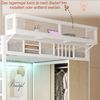 Merax Hochbett 90 × 200 cm Kinderbett, Jugendbett, Einzelbett, Mit Kleiderschrank, Sicherheitsleiter, LED-Beleuchtung und Schutzgittern Aus Netzgewebe Mit Abnehmbaren Regalen, Weiß Bild 5