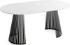WFL GROUP Esstisch Naro Black ausziehbar rund mit schwarzen Lamellen, Metallbeinen (MADE IN EU, erhältlich in 2 Größen – 100/120 cm, ausziehbar auf 180/200 cm), platzsparender Tisch mit Lamellen für Küche, Esszimmer oder Wohnzimmer Bild 3