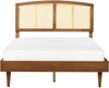 Bett mit LED VARZY 140 x 200 cm LED Rattan Heller Holzfarbton Bild 5